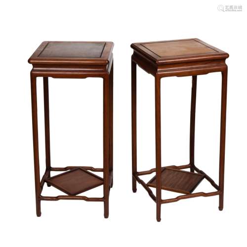PAIR OF CHINESE ROSEWOOD SQUARE TABLES