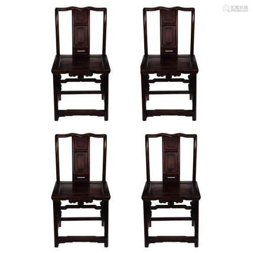 FOUR CHINESE ROSEWOOD DINNING CHAIRS