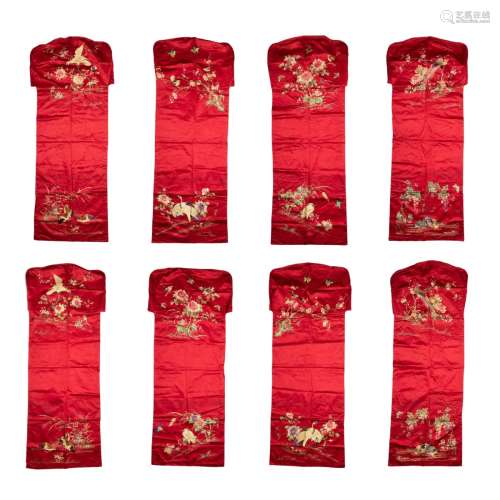 8 PIECES CHINESE EMBROIDERY CHAIR COVERS