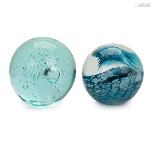 PAIR OF GLASS PAPERWEIGHTS