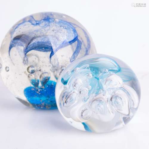 PAIR OF GLASS PAPER WEIGHTS