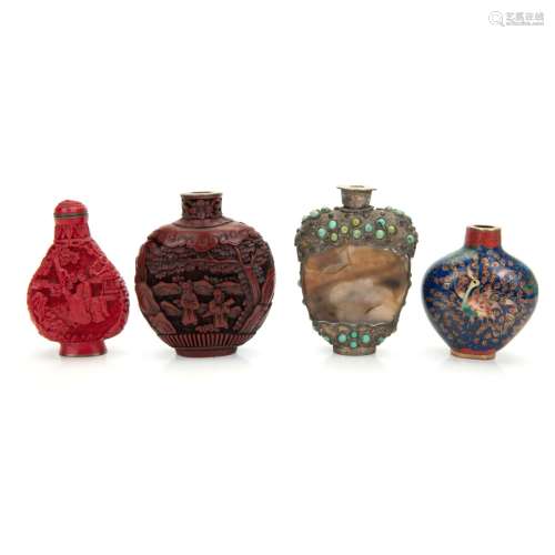 GROUP OF FOUR CHINESE SNUFF BOTTLE