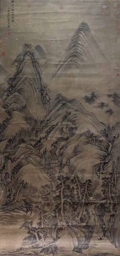 WANG JIAN, Chinese Landscape Painting Paper Hanging Scroll