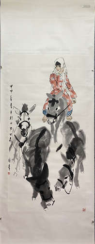 LI BAOFENG, Chinese Figure Painting Paper Hanging Scroll