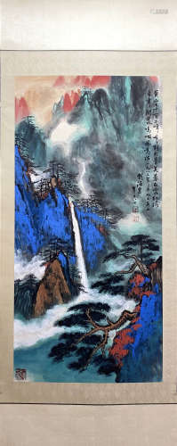 LIU HAISU, Chinese Landscape Painting Paper Hanging Scroll