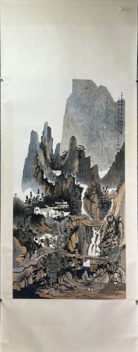 FANG JUN, Chinese Landscape Painting Paper Hanging Scroll