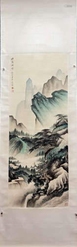 WU HUFAN, Chinese Landscape Painting Paper Hanging Scroll