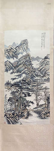 FENG CHAORAN, Chinese Landscape Painting Paper Hanging Scrol...