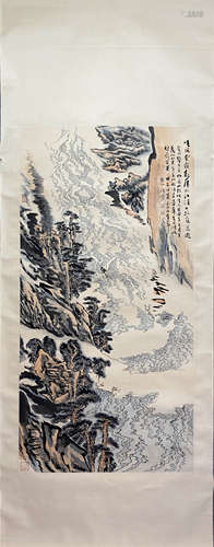 LU YANSHAO, Chinese Landscape Painting Paper Hanging Scroll