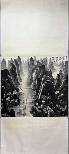 LI KERAN, Chinese Landscape Painting Paper Hanging Scroll