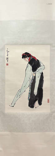 YE QIANYU, Chinese Figure Painting Paper Hanging Scroll