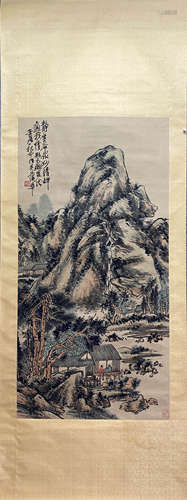 PU HUA, Chinese Landscape Painting Paper Hanging Scroll