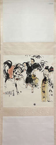 SHI DAWEI, Chinese Figure Painting Paper Hanging Scroll