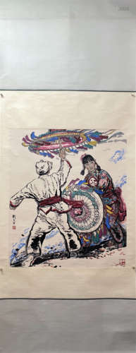 LIU WENXI, Chinese Figure Painting Paper Hanging Scroll