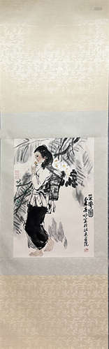 WANG MINGMING, Chinese Figure Painting Paper Hanging Scroll