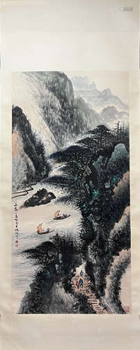 LI XIONGCAI, Chinese Landscape Painting Paper Hanging Scroll