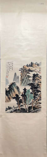 SONG MEILING, Chinese Landscape Painting Paper Hanging Scrol...