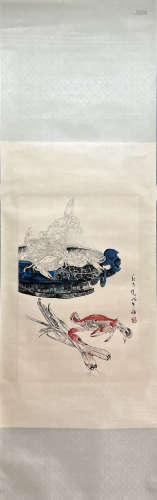 ZHENG NAIGUANG, Chinese Flower and Bird Painting Paper Hangi...