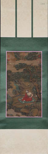 LI GONGLIN, Chinese Dharma Painting Hanging Silk Scroll