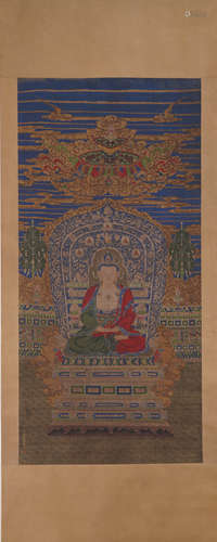 DING GUANPENG, Chinese Buddha Painting Hanging Scroll