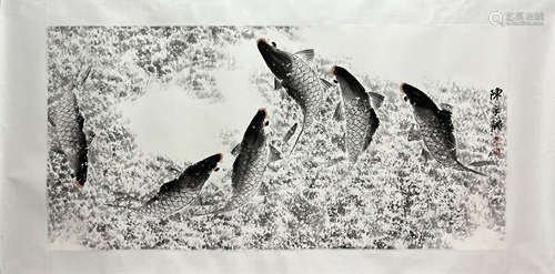 CHEN YONGQIANG, Chinese Carps Painting on Paper