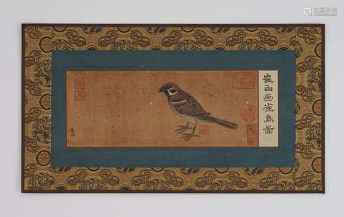 CUI BAI, Chinese Sparrow Painting on Paper