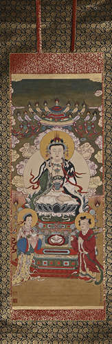 DING YUNPENG, Chinese Buddha Painting Hanging Scroll