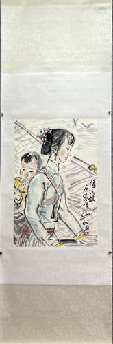 WU SHANMING, Chinese Figure Painting Paper Hanging Scroll