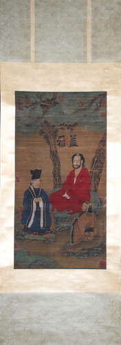 LIU GUANDAO, Chinese Taoism Painting Hanging Silk Scroll