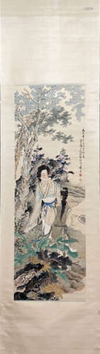 XU CAO, Chinese Figure Painting Paper Hanging Scroll