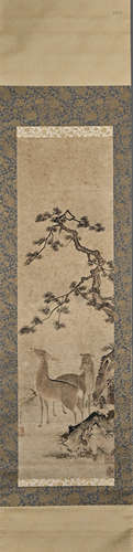 GUO XU, Chinese Stag Painting Hanging Scroll