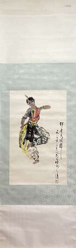 YANG ZHIGUANG, Chinese Figure Painting Paper Hanging Scroll