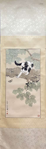 XU BEIHONG, Chinese Cat Painting Paper Hanging Scroll