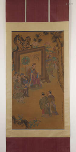 YU ZHIDING, Chinese Preaching Painting Hanging Scroll