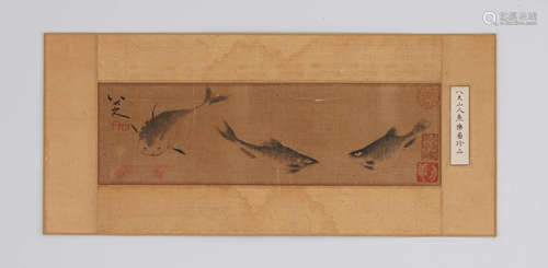 ZHU DA, Chinese Carps Painting on Paper