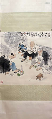 LU CHEN, Chinese Figure Painting Paper Hanging Scroll