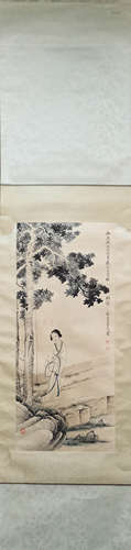 WANG YUN, Chinese Figure Painting Paper Hanging Scroll