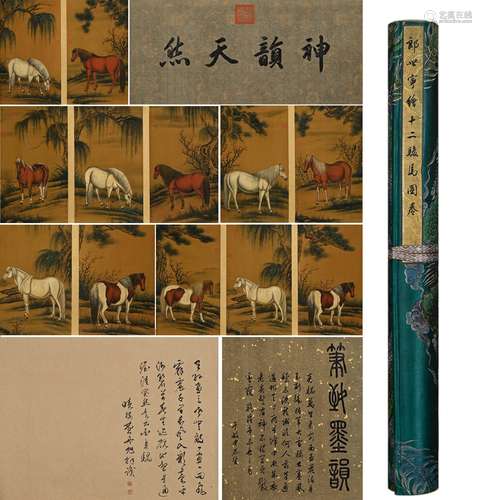 LANG SHINING, Chinese Horse Group Painting Hand Scroll