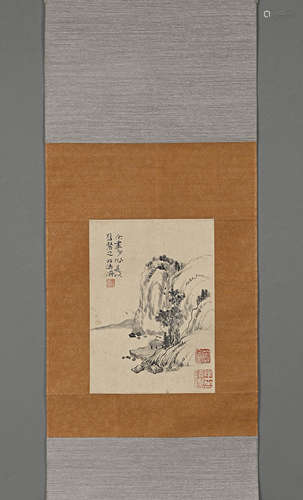 SHI TAO, Chinese Pavilion Painting Hanging Scroll