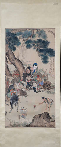 PU RU, Chinese Figure Story Painting Hanging Scroll