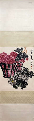 XU LINLU, Chinese Lychee Painting Paper Hanging Scroll