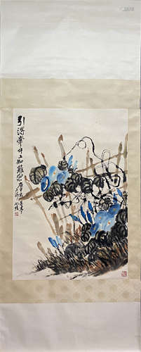 ZHI QIZHAN, Chinese Flower and Bird Painting Paper Hanging S...