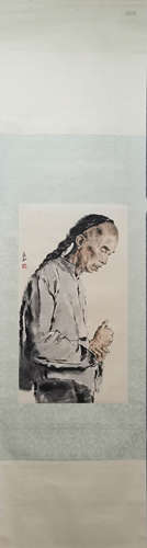 JIANG ZHAOHE, Chinese Figure Painting Paper Hanging Scroll