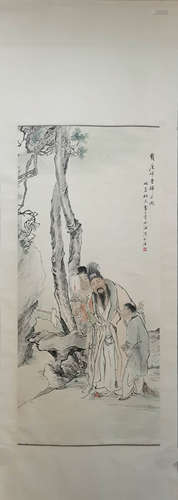 SHEN XINHAI, Chinese Figure Painting Paper Hanging Scroll