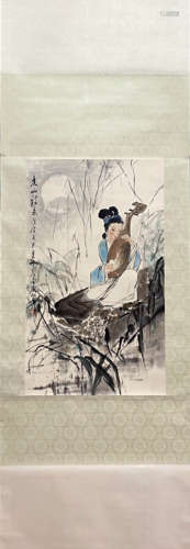 SONG YINKE, Chinese Figure Painting Paper Hanging Scroll