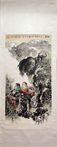 HU ZHENGWEI, Chinese Figure Painting Paper Hanging Scroll