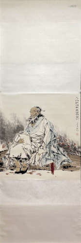 HAN GUOZHEN, Chinese Figure Painting Paper Hanging Scroll