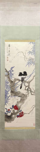 YU FEIAN, Chinese Flower and Bird Painting Paper Hanging Scr...