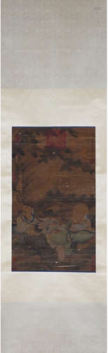 ZHAO MENGFU, Chinese Three Immortals Hanging Silk Scroll