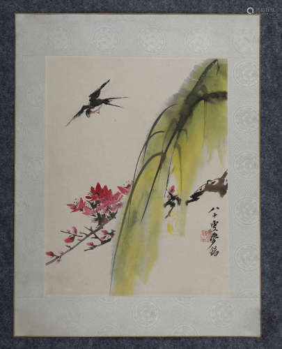 端木梦锡(1899-2000)  燕归来  设色纸本 镜心